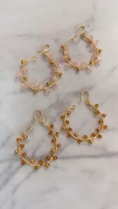 Aretes con zirconia rosas y ambar