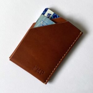 Cartera plegable de piel auténtica tarjetero