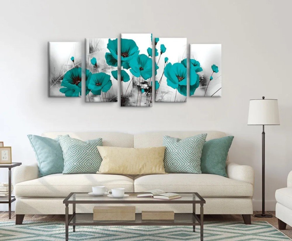 Decoración abstracta flores azules