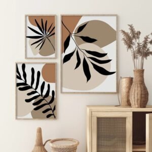 Cuadro decorativo de hojas negras